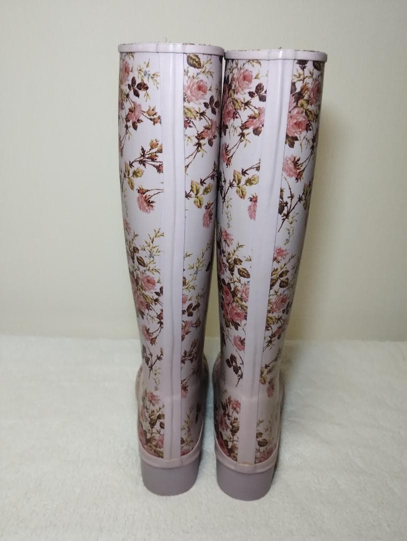 希少 ピンクハウス ピンク バラプリント レインブーツ 長靴 ブーツ 総柄