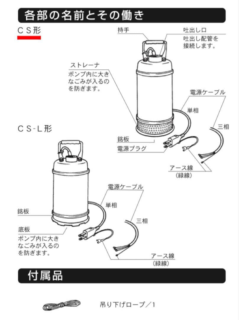 寺田ポンプ ステンレス 水中ポンプ CS-250 50Hz SUS304 テラダ