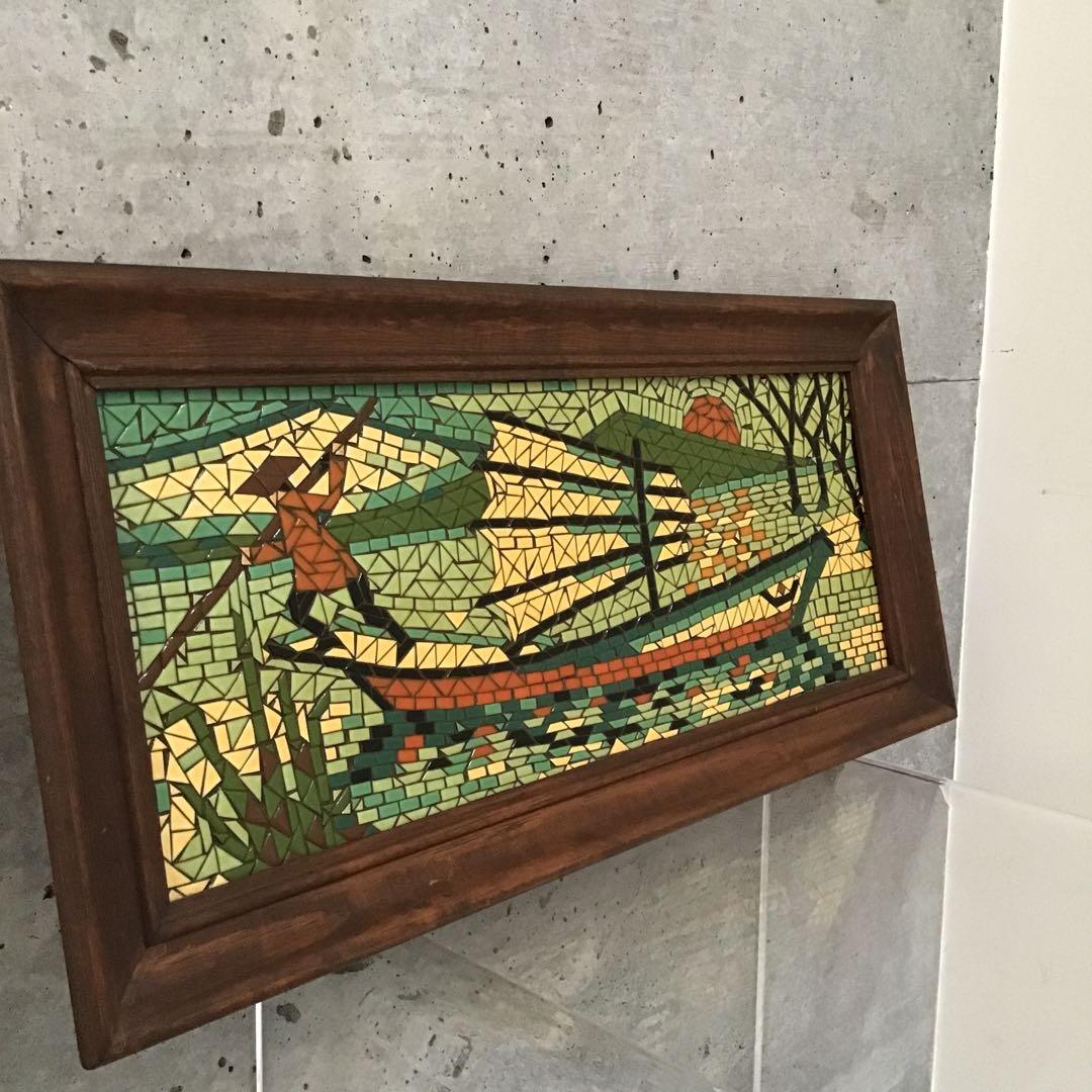 50’sアメリカ モザイクタイル 絵画 額 ビンテージHAWAII