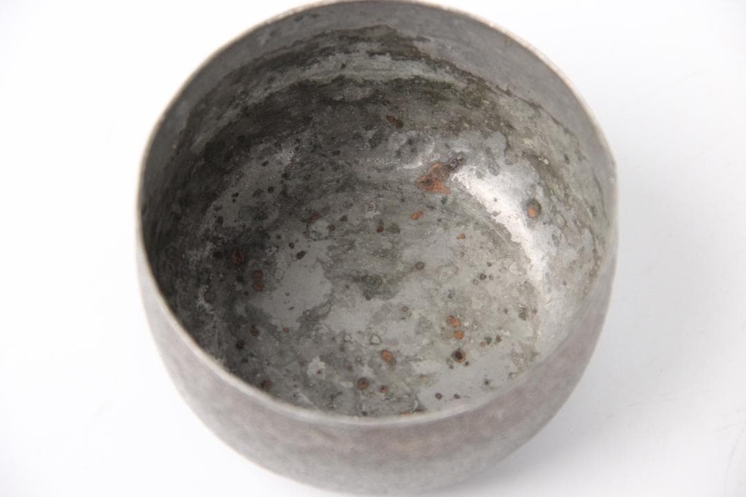 ヤンポ 菓子器 鎚目 純錫 直径8.5cm 重82.7g FJ21-7