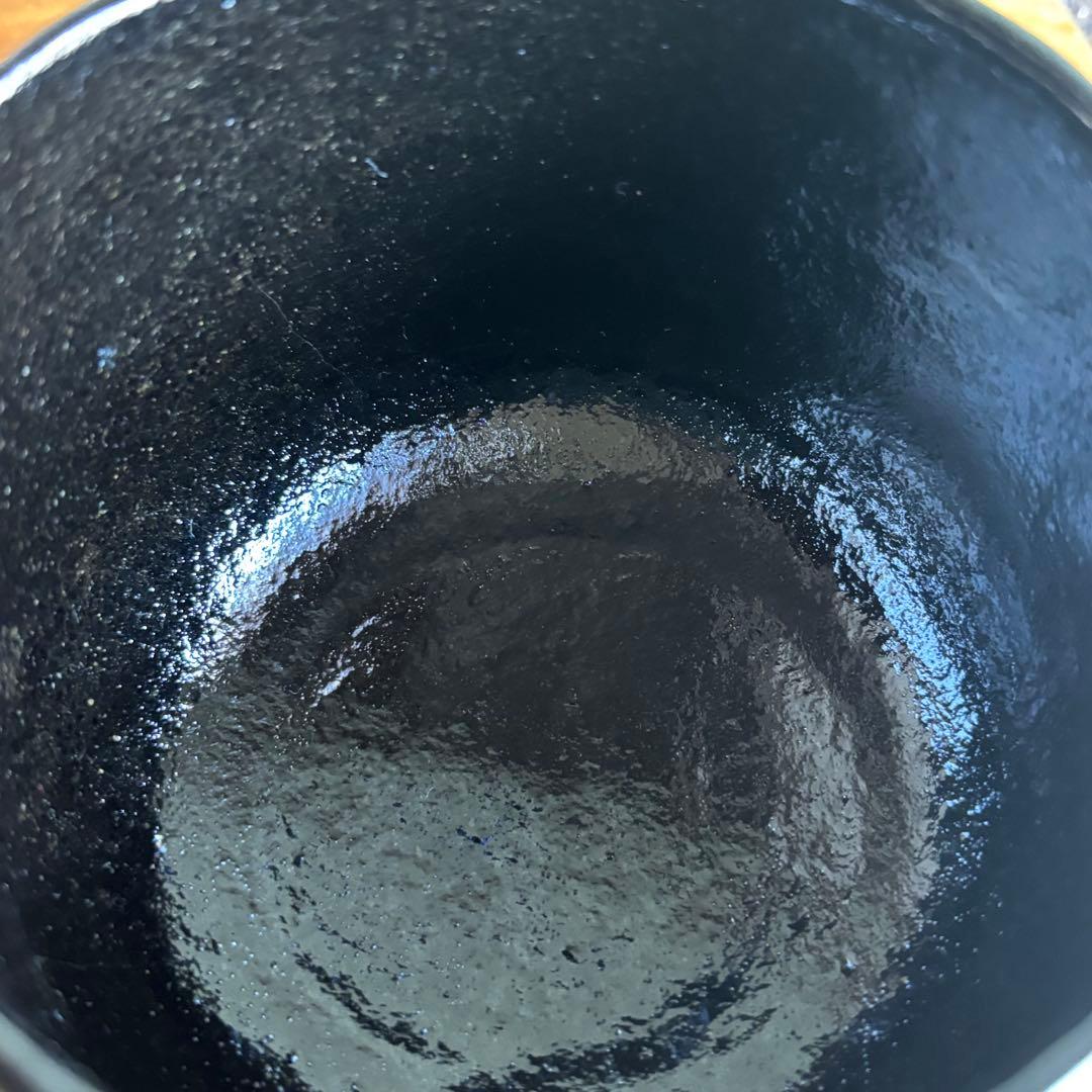 松楽造　黒楽天茶碗 前大徳 楽焼 福本積應　抹茶碗　茶道具　共箱(86Ca)