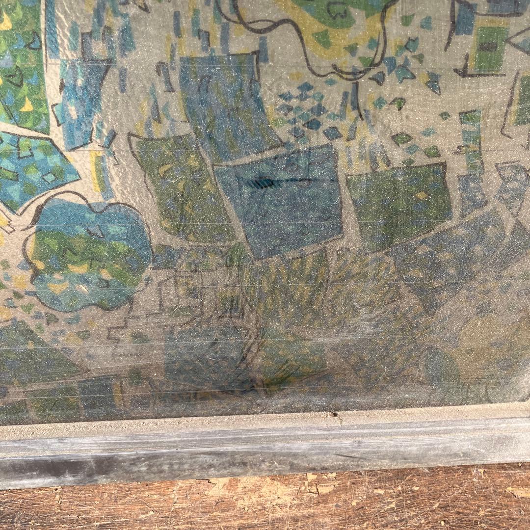 A-5 ②昭和レトロ ステンドグラス サッシ 窓枠付き ヴィンテージ 建具