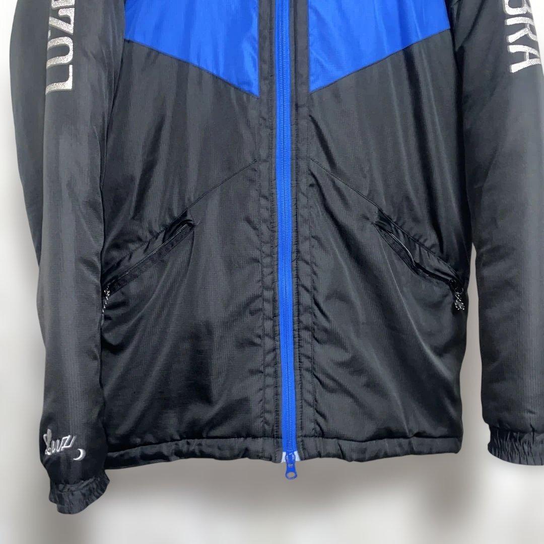 ルースイソンブラ　中綿　ジャケット　裏起毛　帽子付き　黒青　S