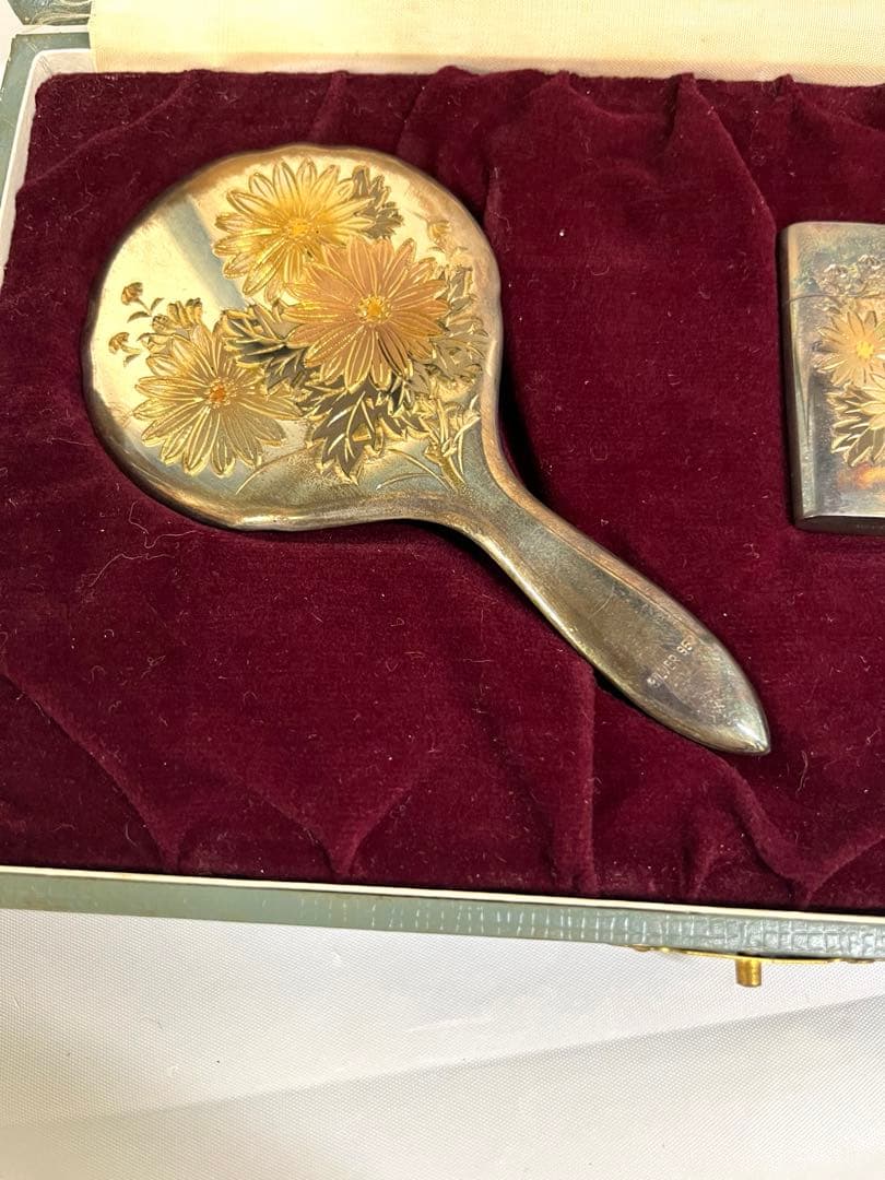 工芸品 銀製 手鏡 香水瓶 セット SV950