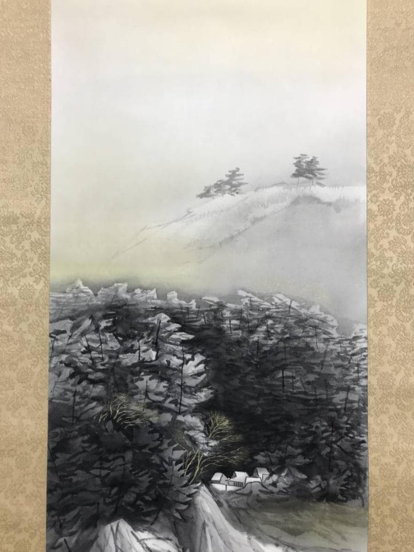 橋口幾三郎/雪景漁舟図/清趣/山水図/掛軸/名家伝来/AD-61