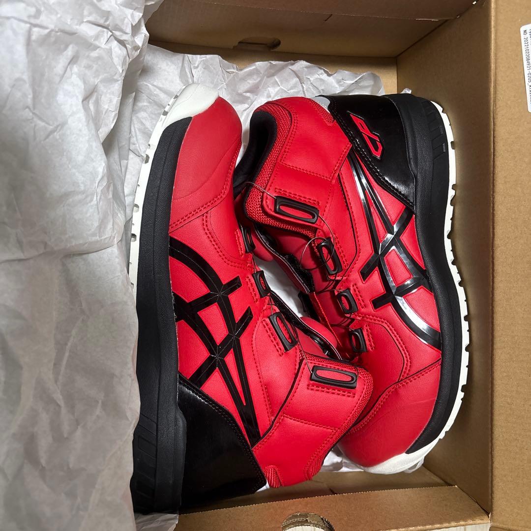 ASICS ハイカット安全靴 レッド
