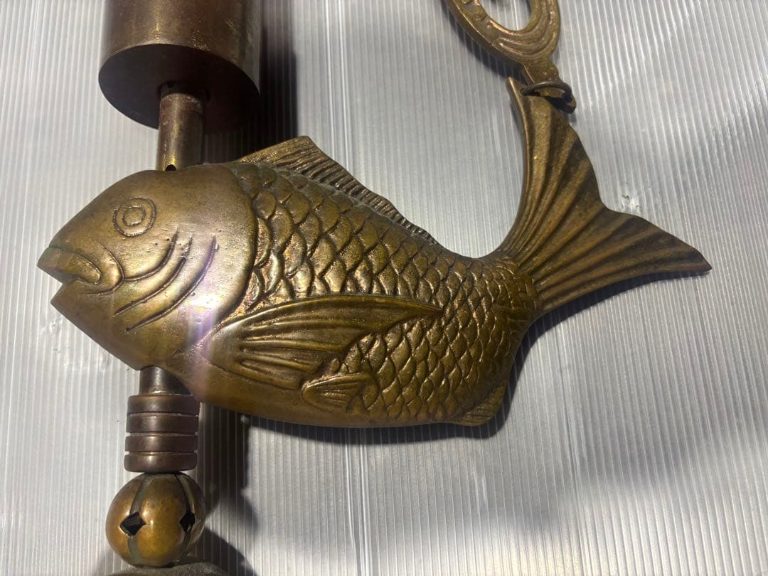 自在鉤 鯉 囲炉裏 真鍮 アンティーク