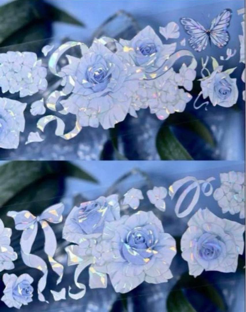 贝壳光 6cm×10m 奶蓝香香 海外マスキングテープ 海外マステ　バラ