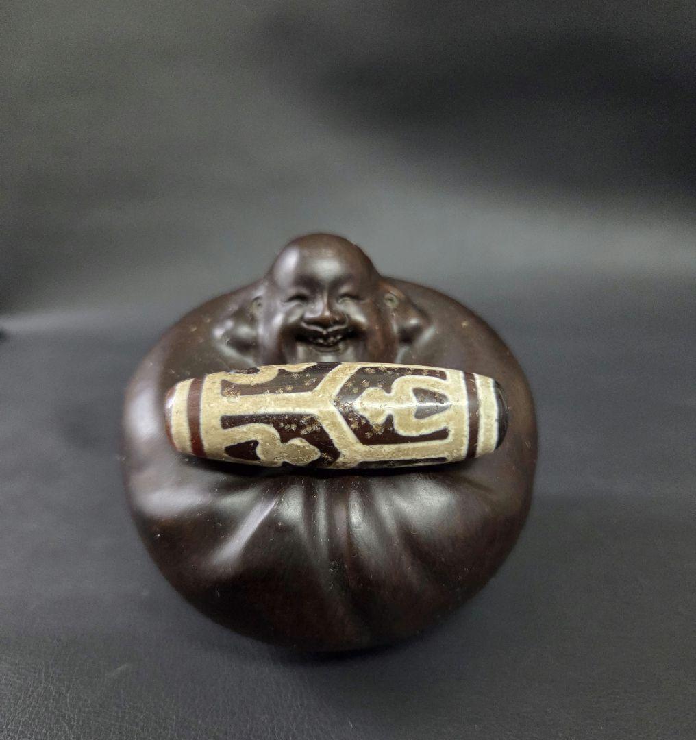 865　天珠　亀甲長壽蓮花宝瓶天珠　紅玉髄.貴重　珍品　dzibeads！