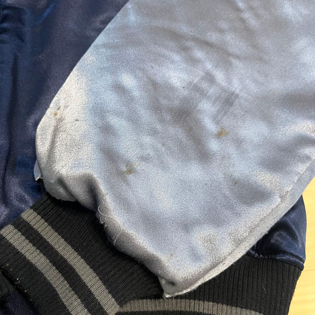 wonderfulworld テディベア刺繍 ネイビーサテンスカジャン