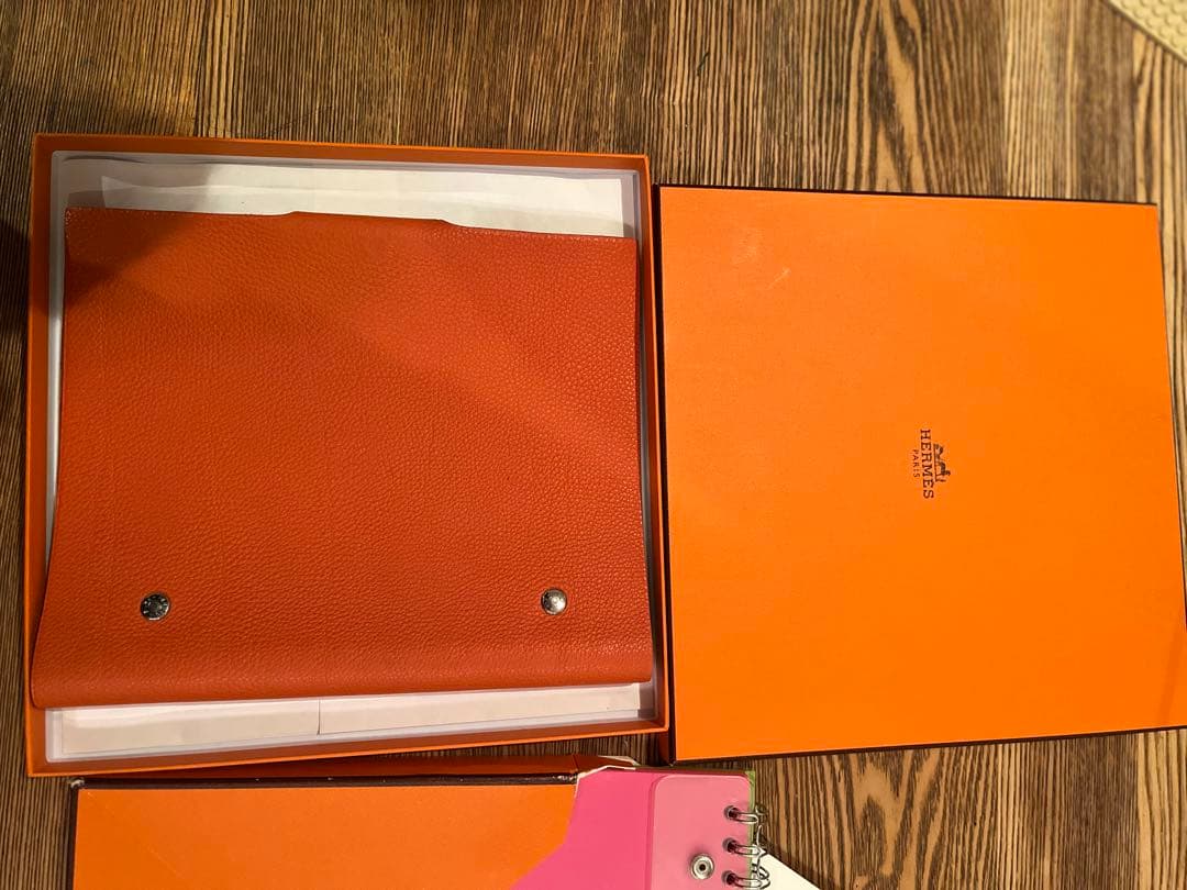 エルメス ユリス ノートカバー 革 オレンジ