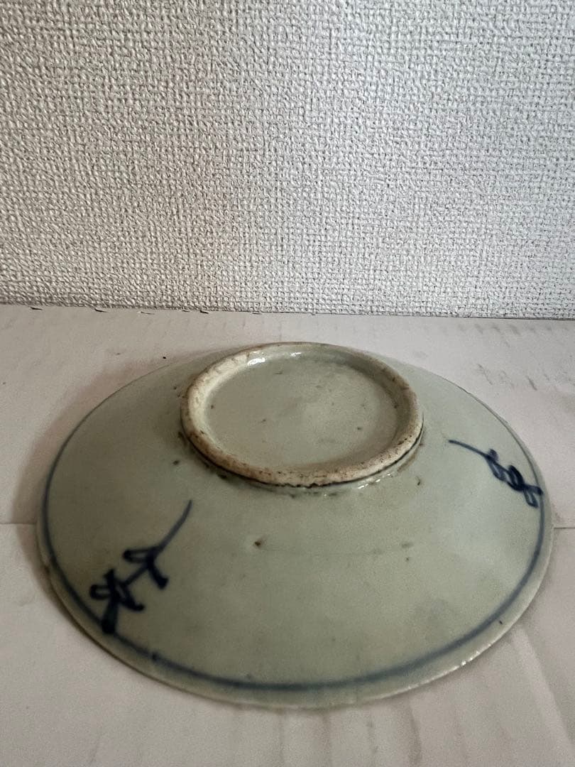 中国美術清時代 　萬寿紋染付 青花 花唐草文皿 2枚