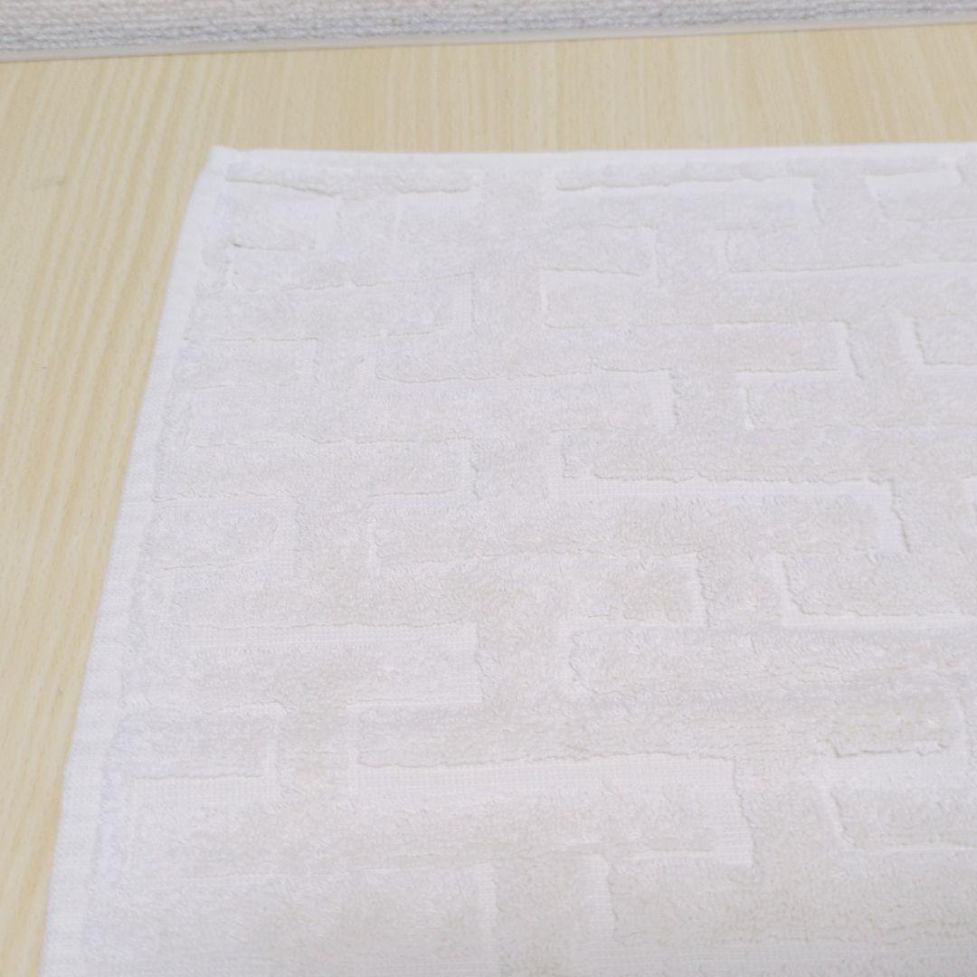 HERMES 美品 大判 ハンドタオル フェイスタオル ホワイト ステアーズ