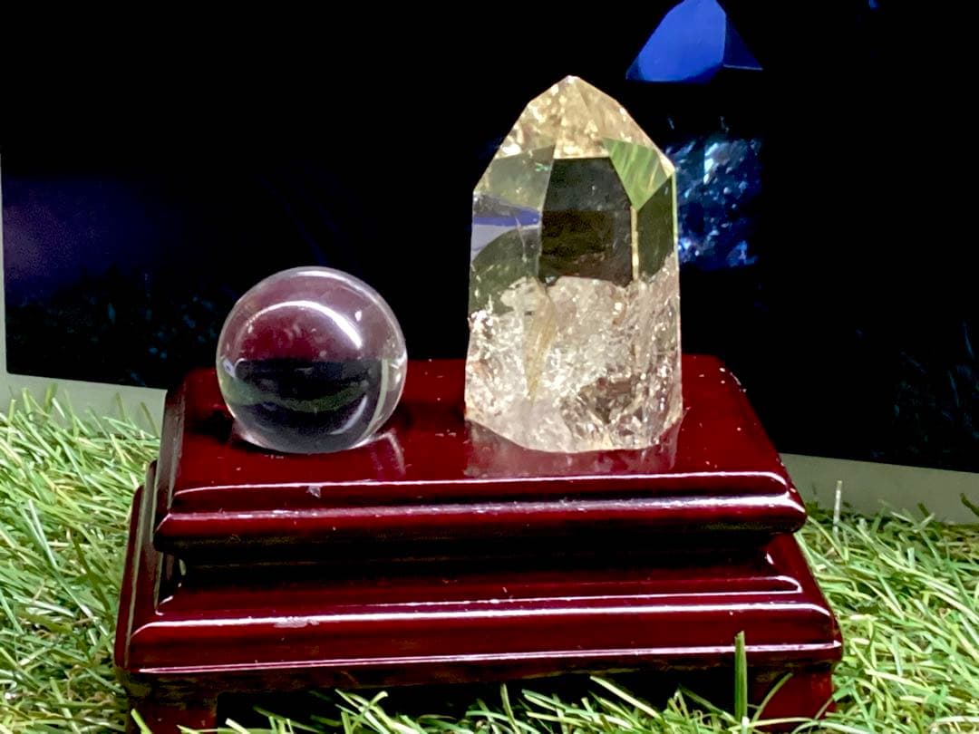 ✳最強の風水**ガネーシュヒマール水晶＆レモン水晶　お守り*守護石　鑑別書付‼️