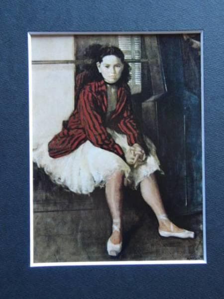 小磯　良平、踊子、希少な画集より、新品高級額装付、状態良好