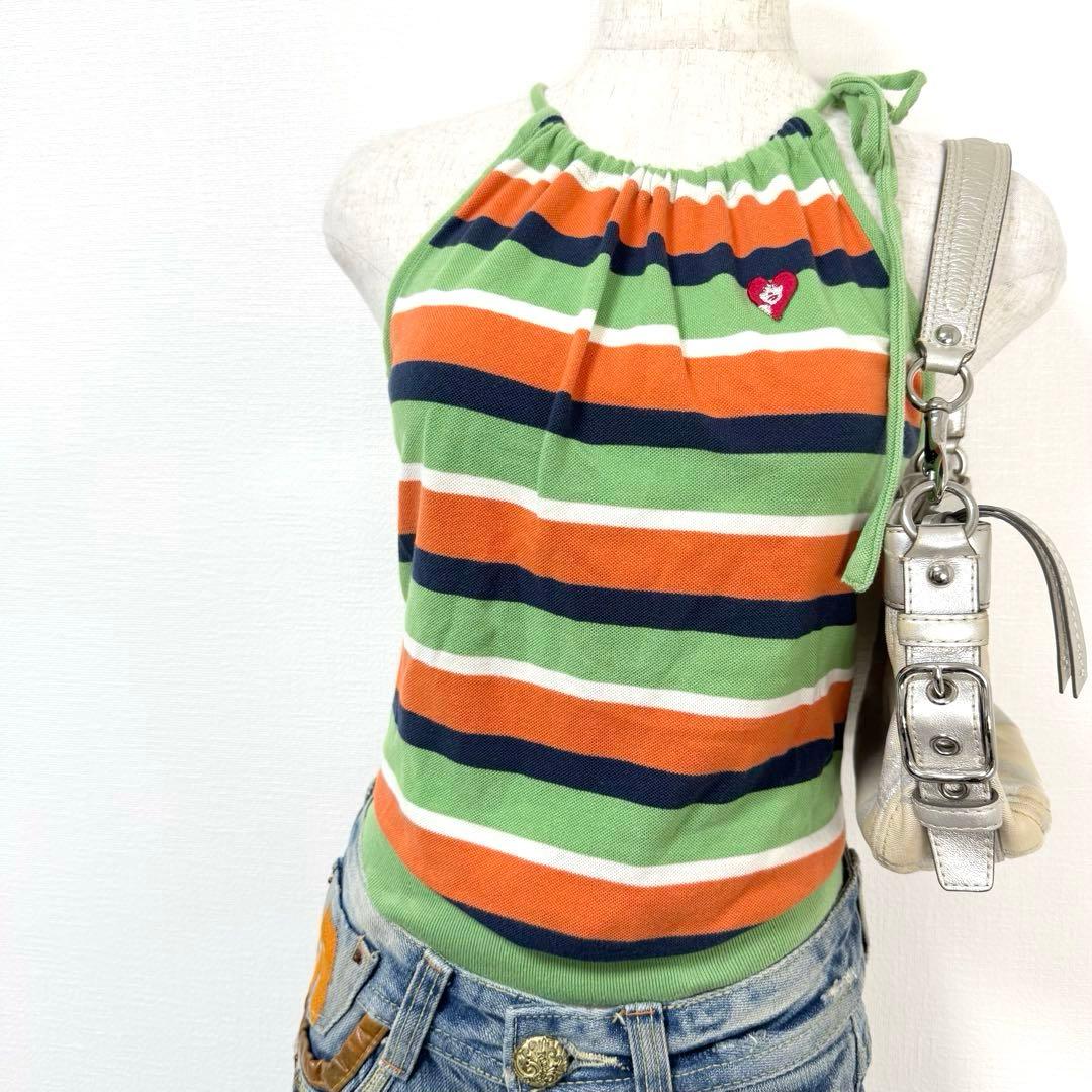 y2k❤️00s HYSTERIC GLAMOUR ボーダー ロゴ ホルターネック