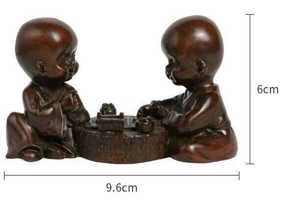 復古銅茶寵置物碁童子カンフー茶置物置物装飾品香挿し香道書鎮紙。
