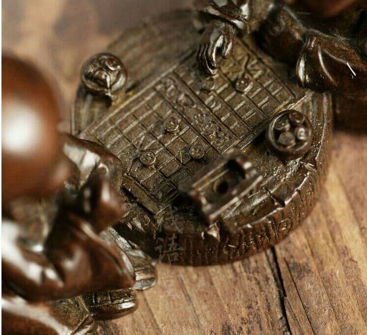 復古銅茶寵置物碁童子カンフー茶置物置物装飾品香挿し香道書鎮紙。