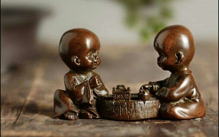 復古銅茶寵置物碁童子カンフー茶置物置物装飾品香挿し香道書鎮紙。