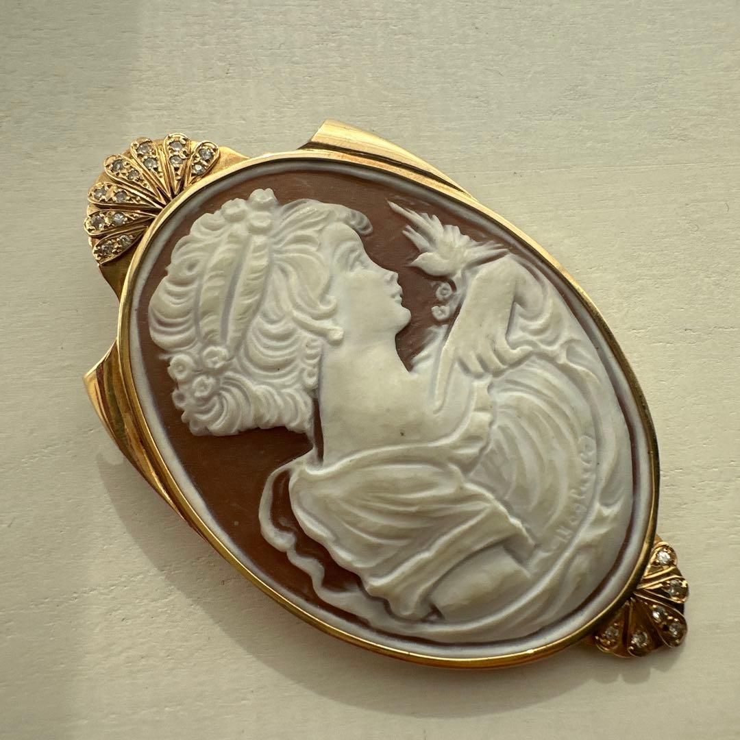 カメオブローチ　18K ダイヤ　刻印あり