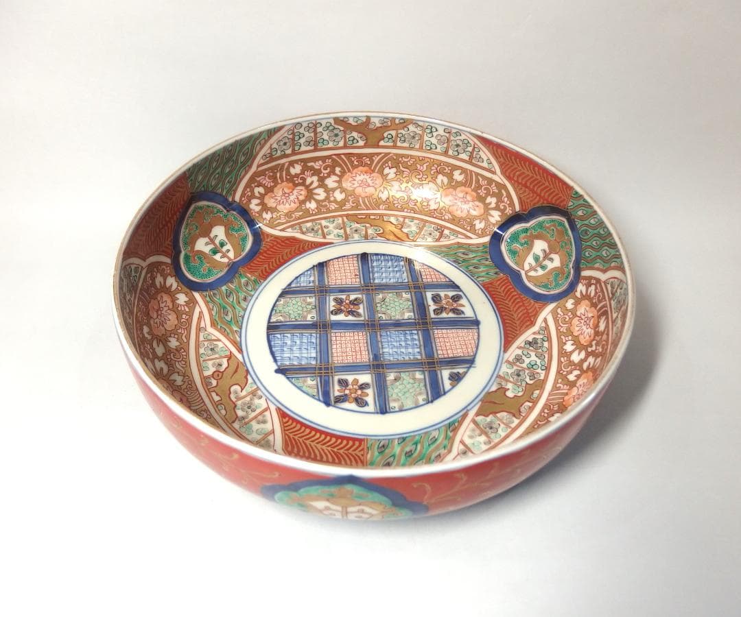 古伊万里錦手石畳紋鉢/和食器/24.6cm