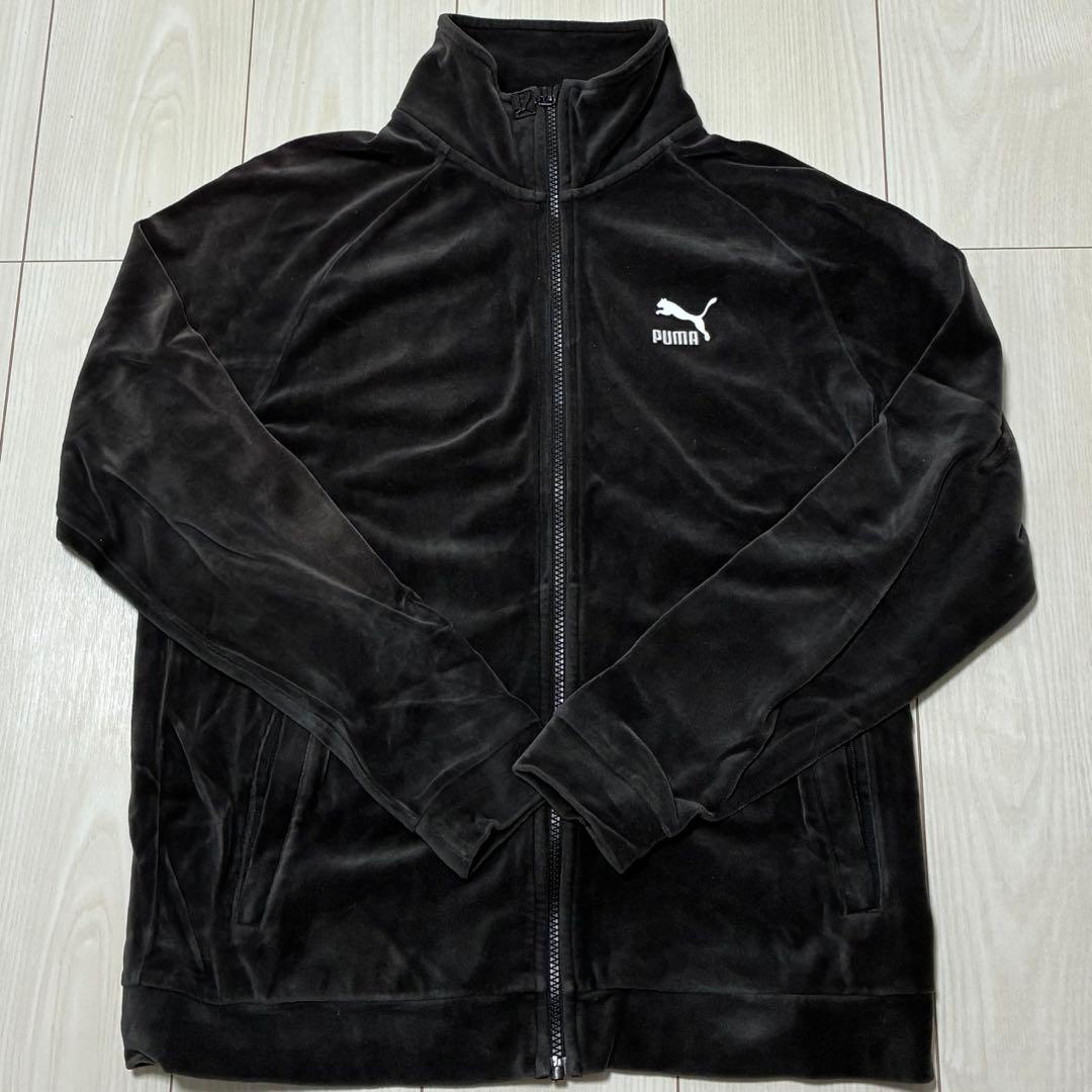 PUMA ベロアトラックジャケット 黒 M