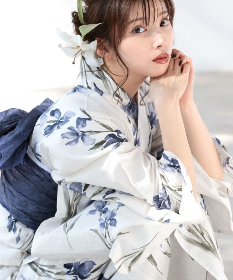 【ディータ】Dita【京の水墨画水仙】浴衣 帯 下駄セット 青 ブルー 花火大会