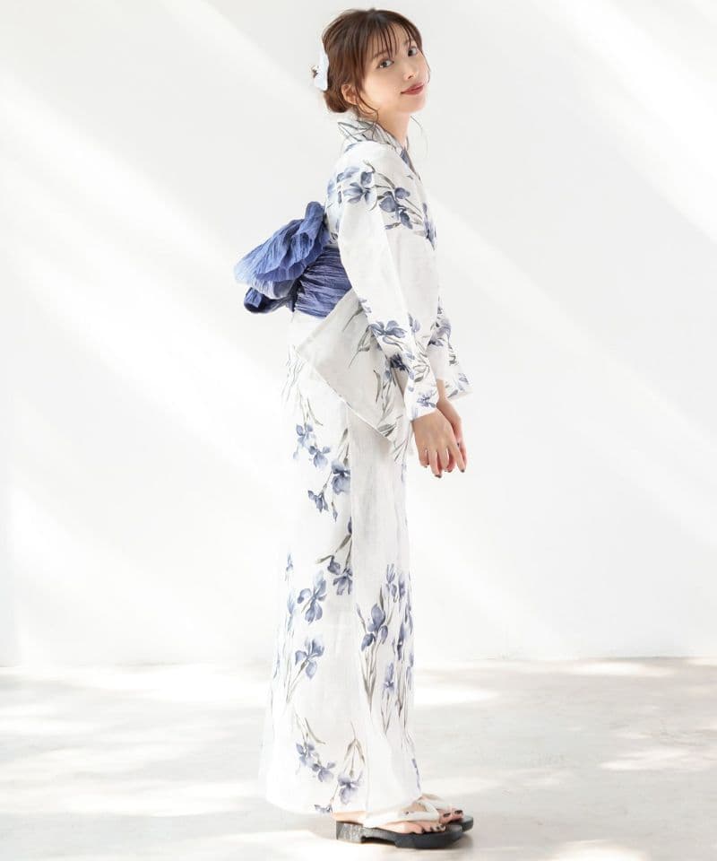 【ディータ】Dita【京の水墨画水仙】浴衣 帯 下駄セット 青 ブルー 花火大会
