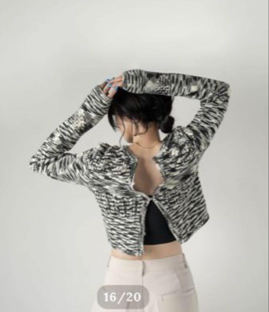 美品 quui marble knit cardigan ブラック キューイ