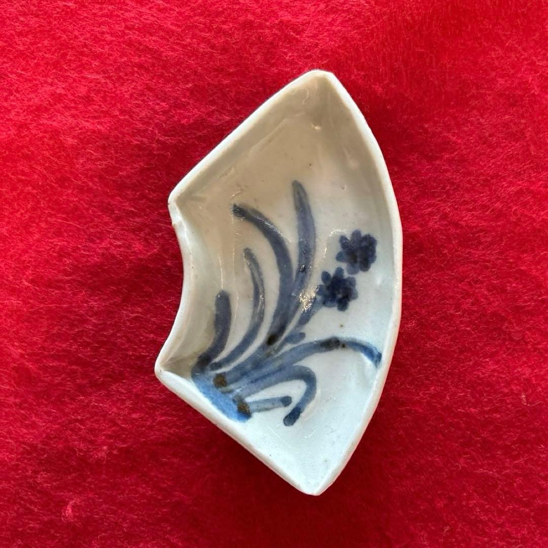 古伊万里　染付　水仙文　豆皿