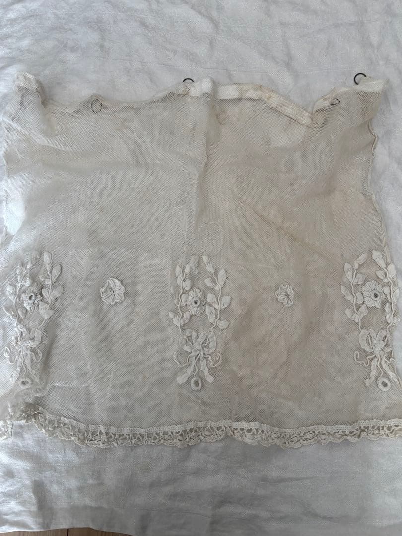 フランスアンティーク レース カフェカーテン リング付き