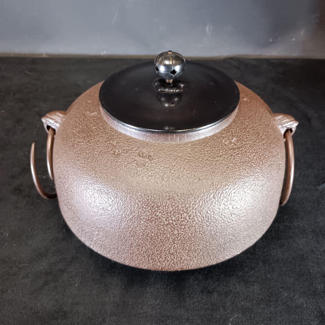 茶道具 唐銅 鬼面風炉 平丸釜添 木箱付き