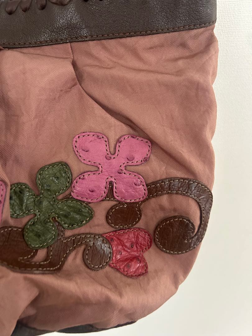 イビザ　ナイロンハンドバッグ　お花パッチワーク　　　IBIZA