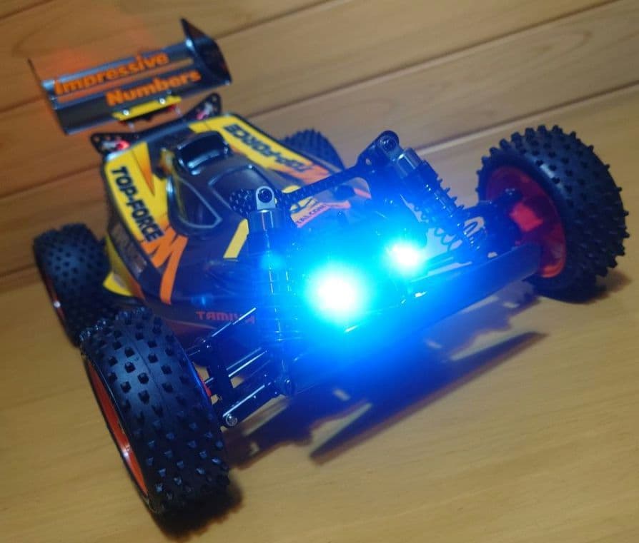 田宮トップフォースEVO.前後LEDライト付＆プロポバッテリー充電器完成品セット