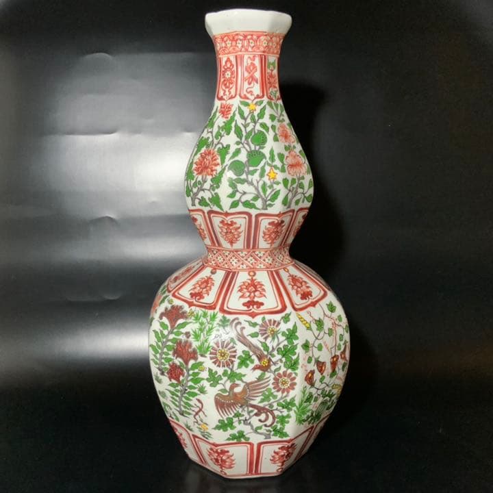 赤絵八角瓢箪型花瓶・古玩万暦赤絵瓶・時代花器・煎茶道具・中国骨董