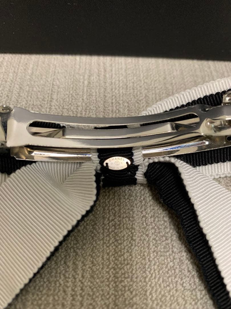 シャネル CHANEL バレッタ リボン ココマーク ファブリック 箱付