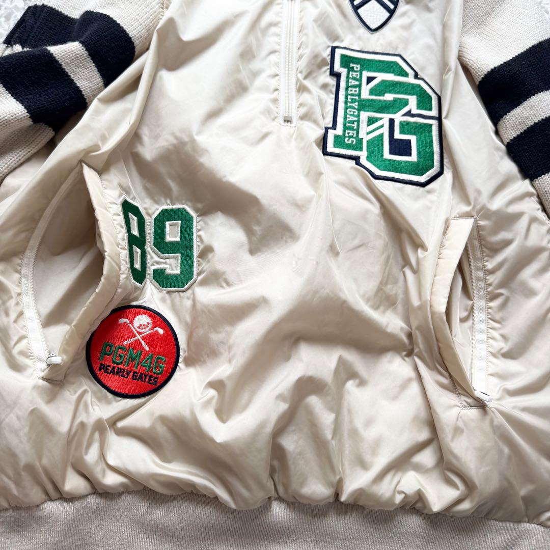 パーリーゲイツ　ハーフジップ　中綿　ブルゾン　ニット切り替え　大きいサイズ