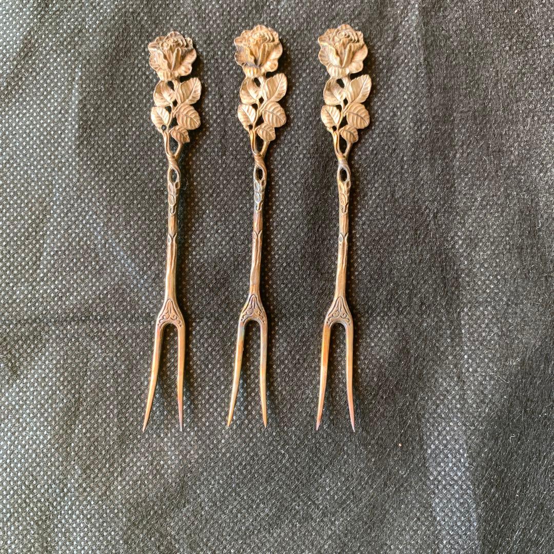 925 バラデザイン フォーク 3本セットシルバー925