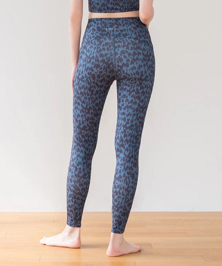 ※2末処分 SUKALA レオパードプリント レギンス S ブルー