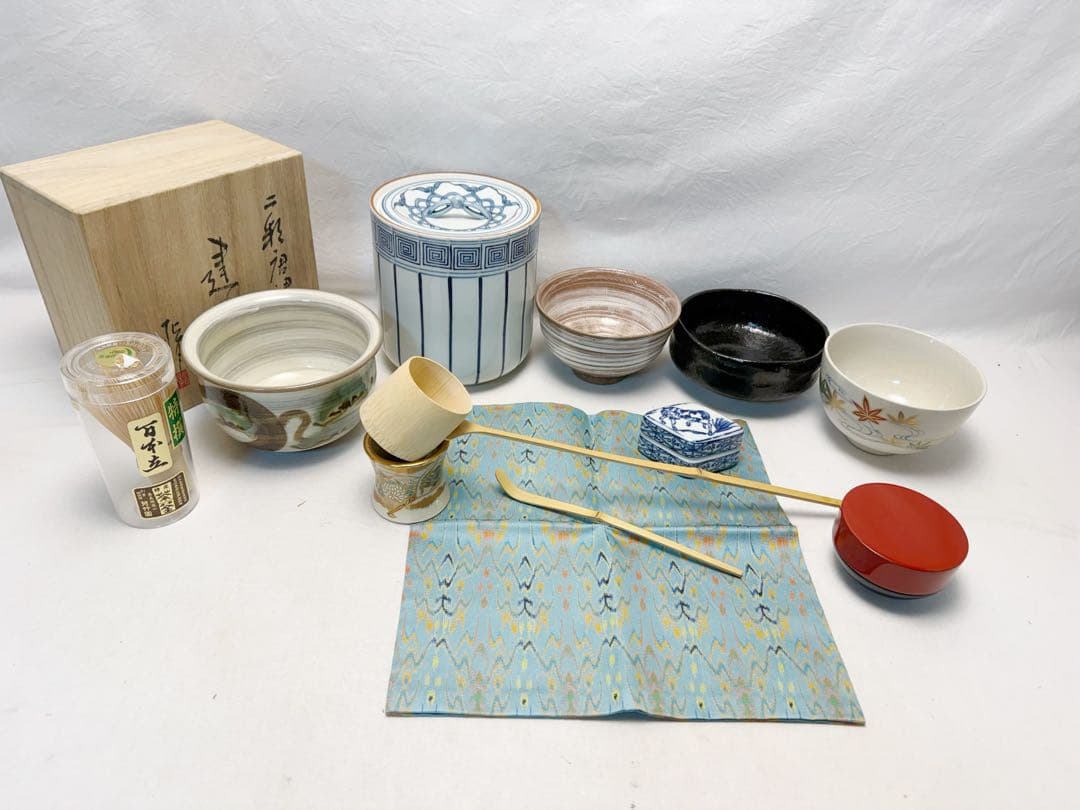 未使用 茶道具 指物師 仙水正之作 蝋引き仕上げ 桑 旅箪笥 十三点セット印有