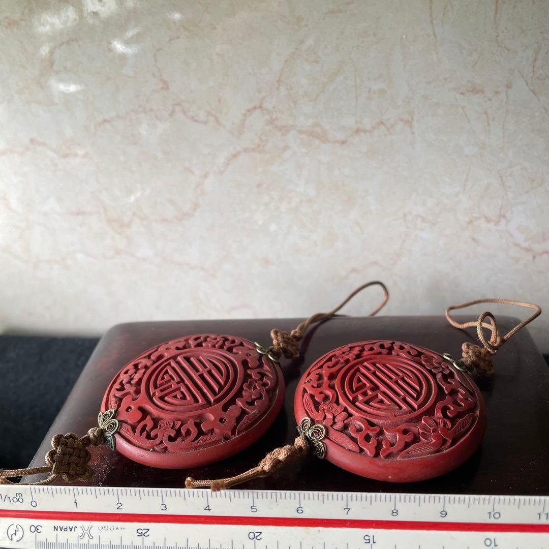 堆朱　漆　風鎮　朱　中国　アンティーク　掛軸　飾り　古玩　古美術　China 赤