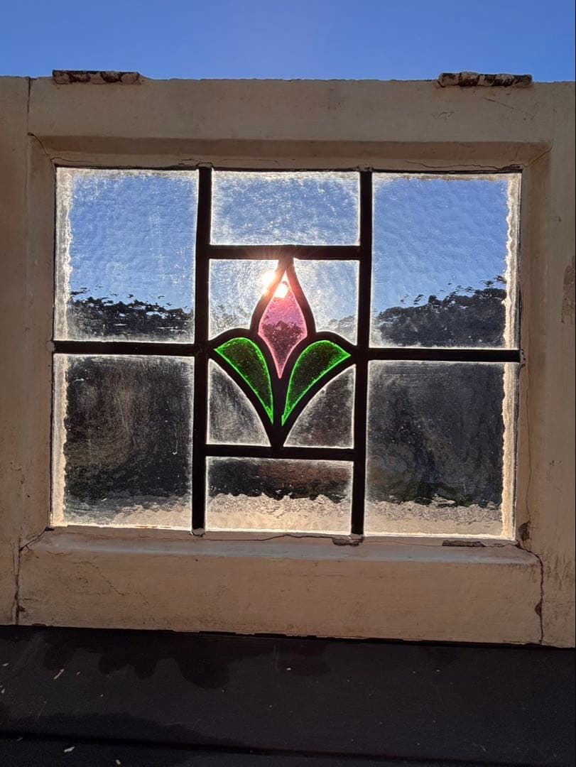 や*ん様 英国アンティーク ステンドグラス 窓枠付きパネル｜イギリス製｜店舗什器