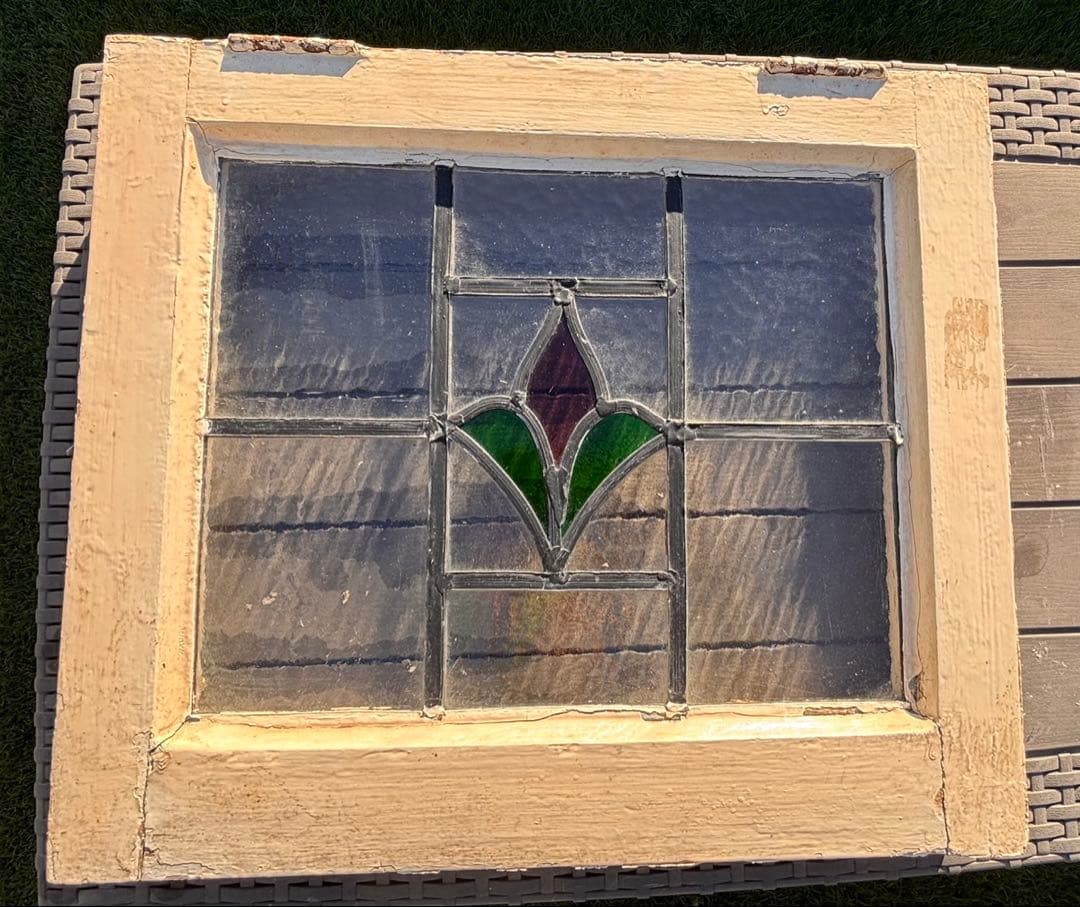 や*ん様 英国アンティーク ステンドグラス 窓枠付きパネル｜イギリス製｜店舗什器