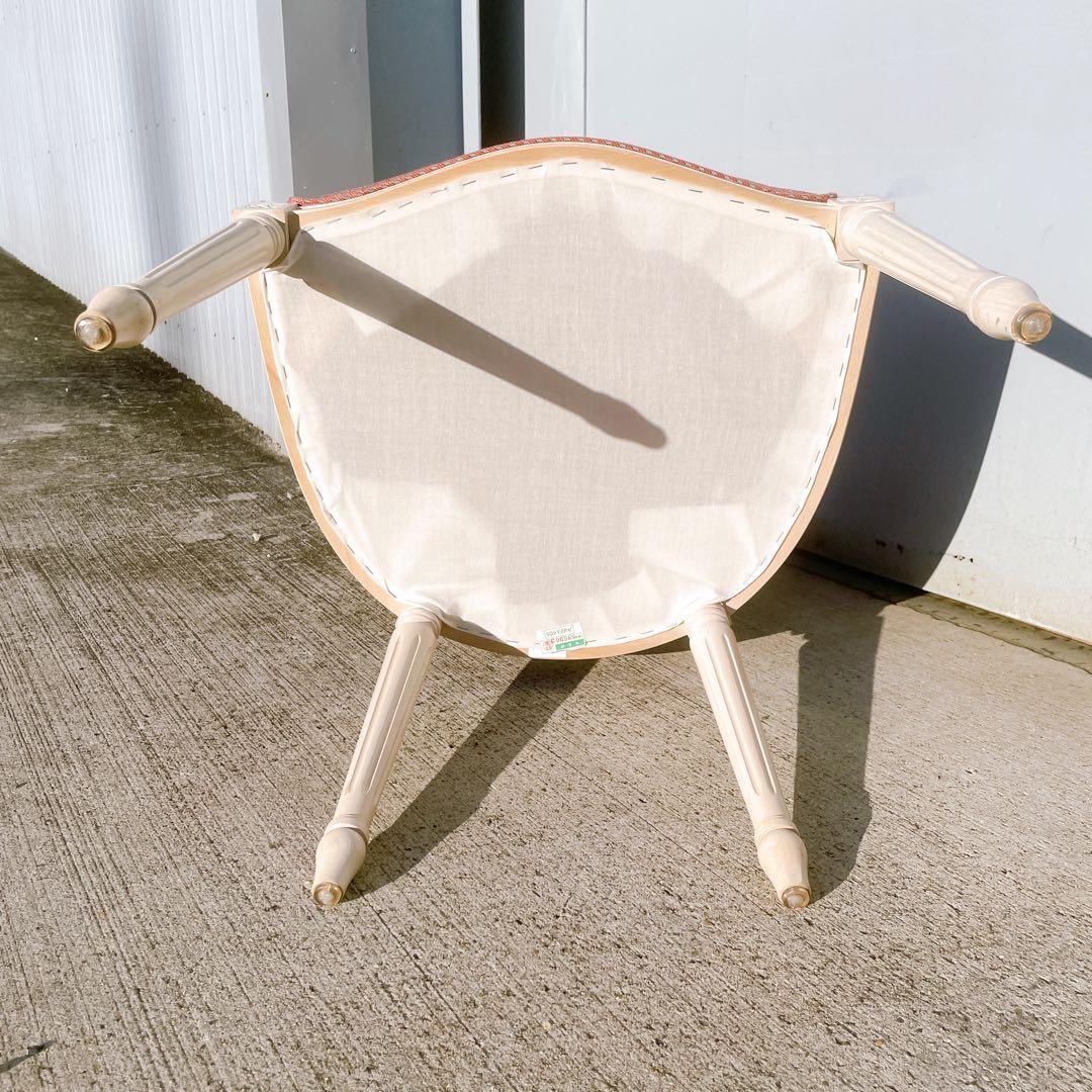 【美品①】ルイ16世様式 フランス華麗チェック織物張 メダリオンアームチェア