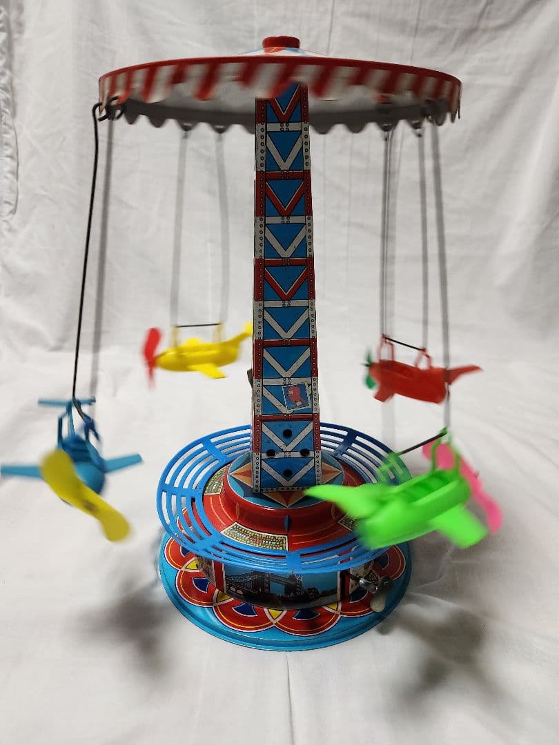 レトロ ブリキ玩具 日本製 メリーゴーランド ネジ式 ATCアサヒ玩具 動作品