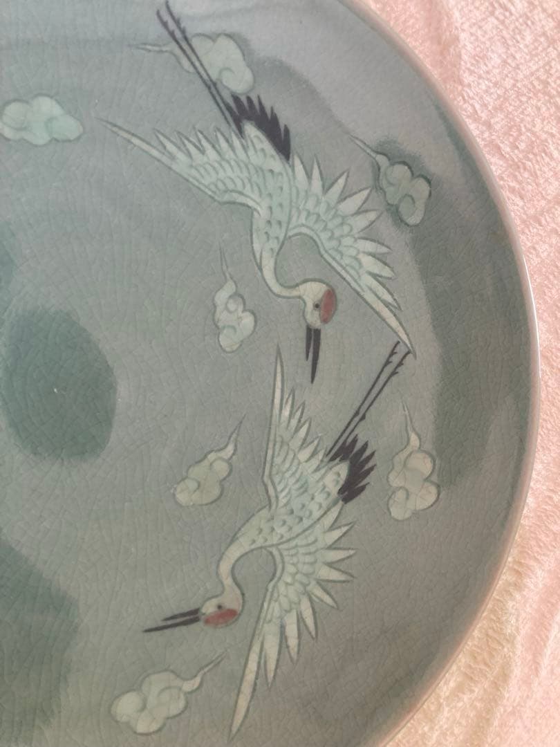 青磁大皿　陶磁器　骨董　アンティーク　韓国　31cm