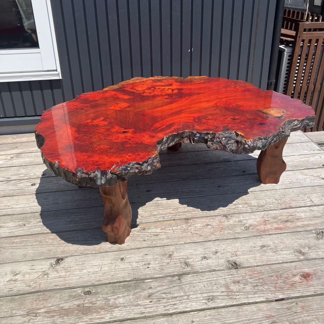 昭和レトロ 銘木 花梨 一枚板 大型座卓 センターテーブル サイドテーブル