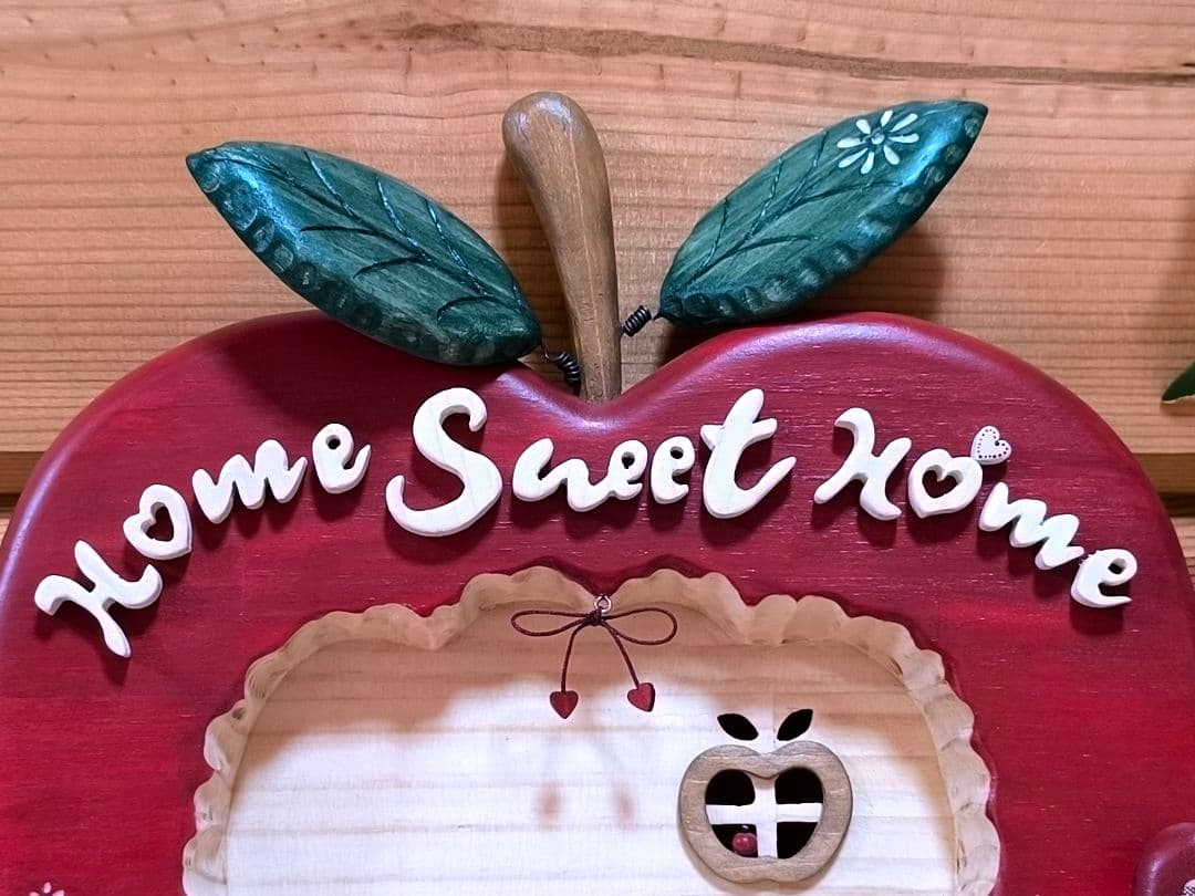 ⭐️アメリカンカントリー雑貨❤かじったෆりんごෆハウスフレーズ看板✿シェルフ付き