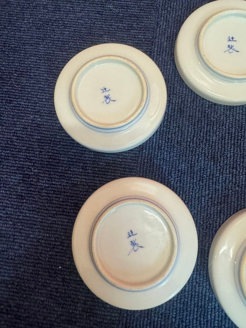 1895 宮内庁御用達『十四代 辻常陸』　辻製　染付花鳥　皿　5客