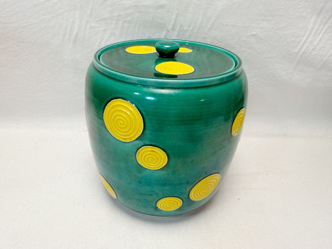 ほぼ未使用 茶道具 平安 祥堂造 青交趾渦文 台子 皆具 淡々斉好写 陶印 共箱